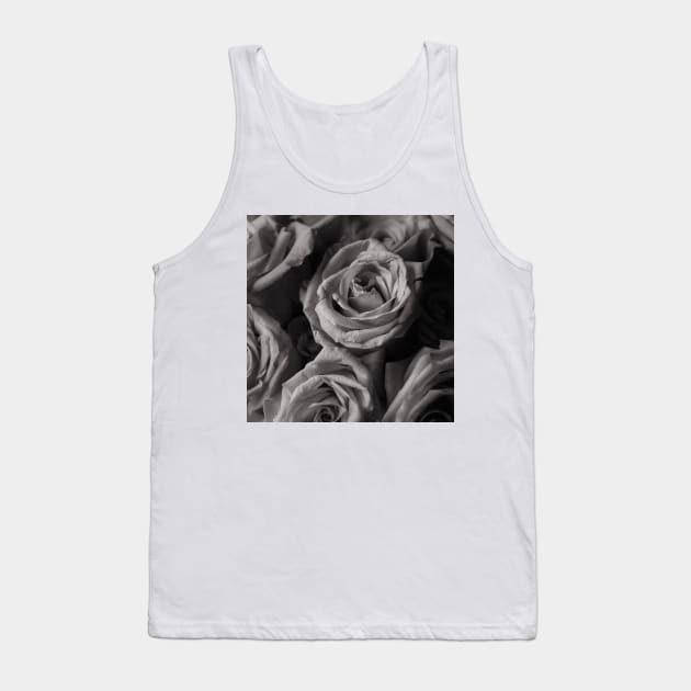 Black and White Romantic Roses Tank Top by ArtoTee